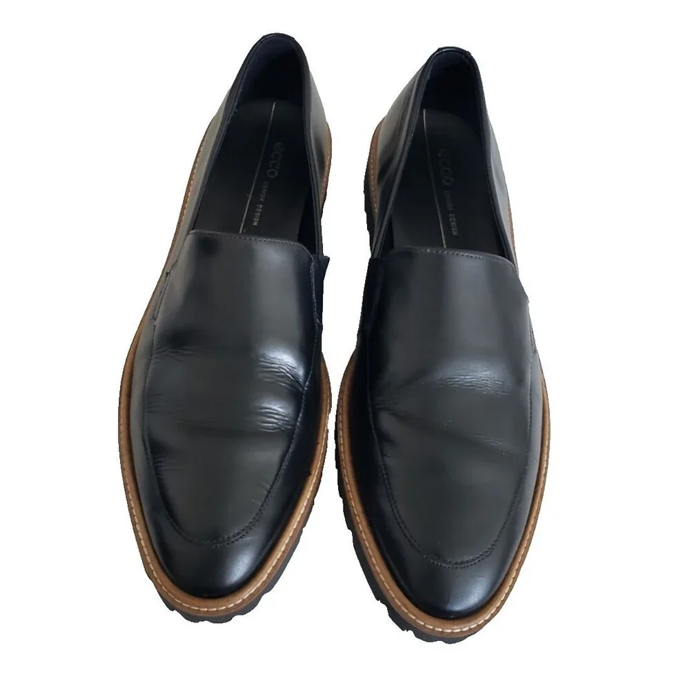 ECCO Incise Tailored Loafer Slip On Shoes Almond Toe Pointed Leather Size 10.5
